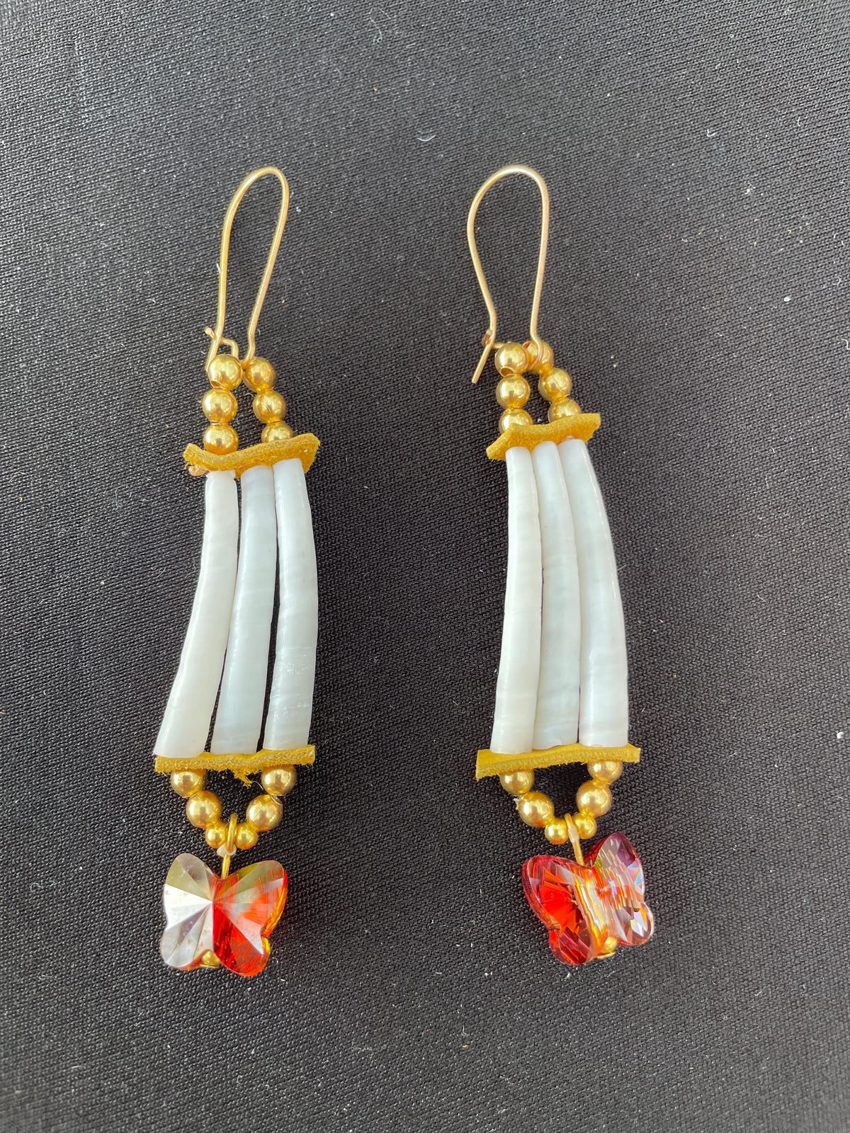 Dentalium shell orange butterfly