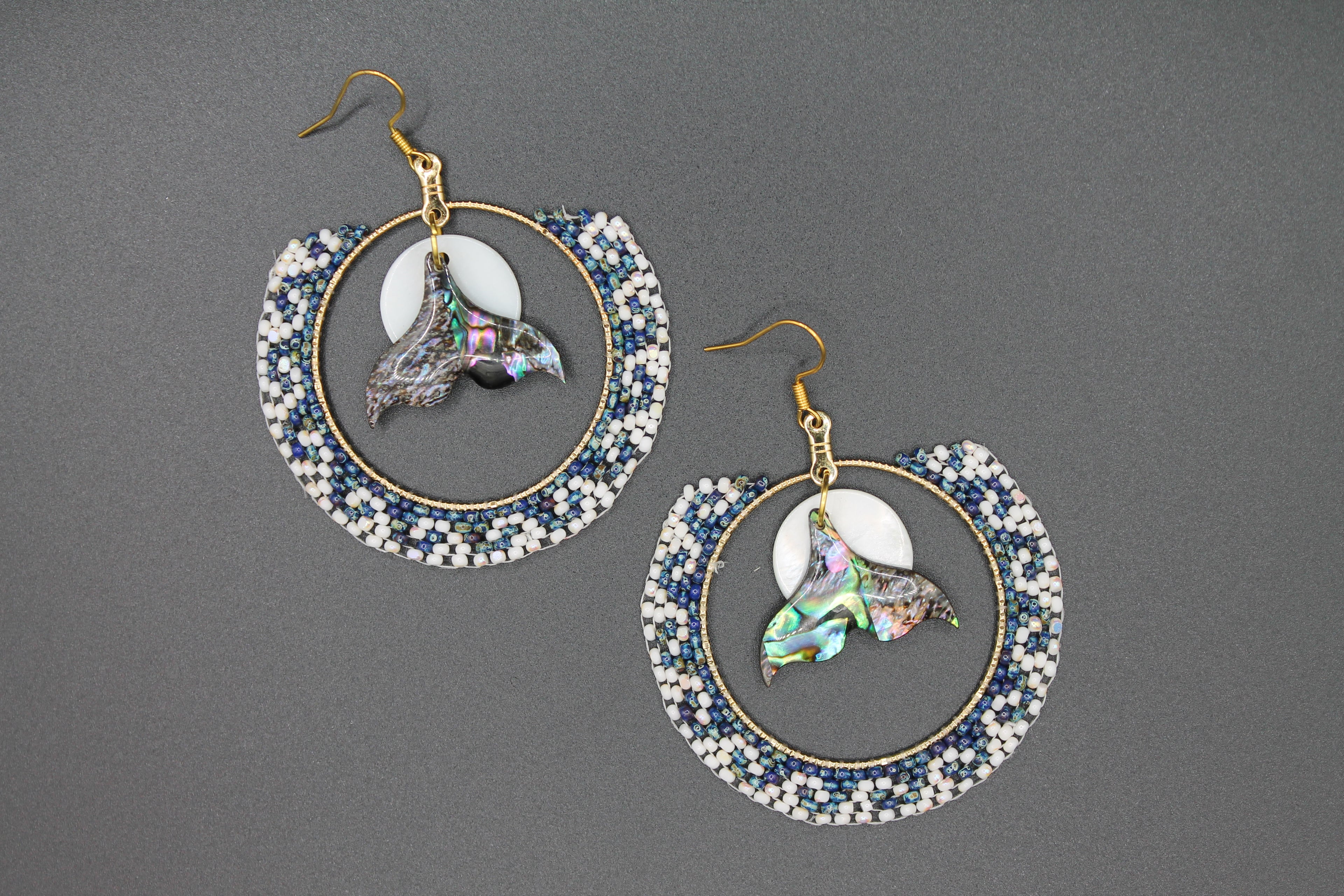 Whale moon wave earrings