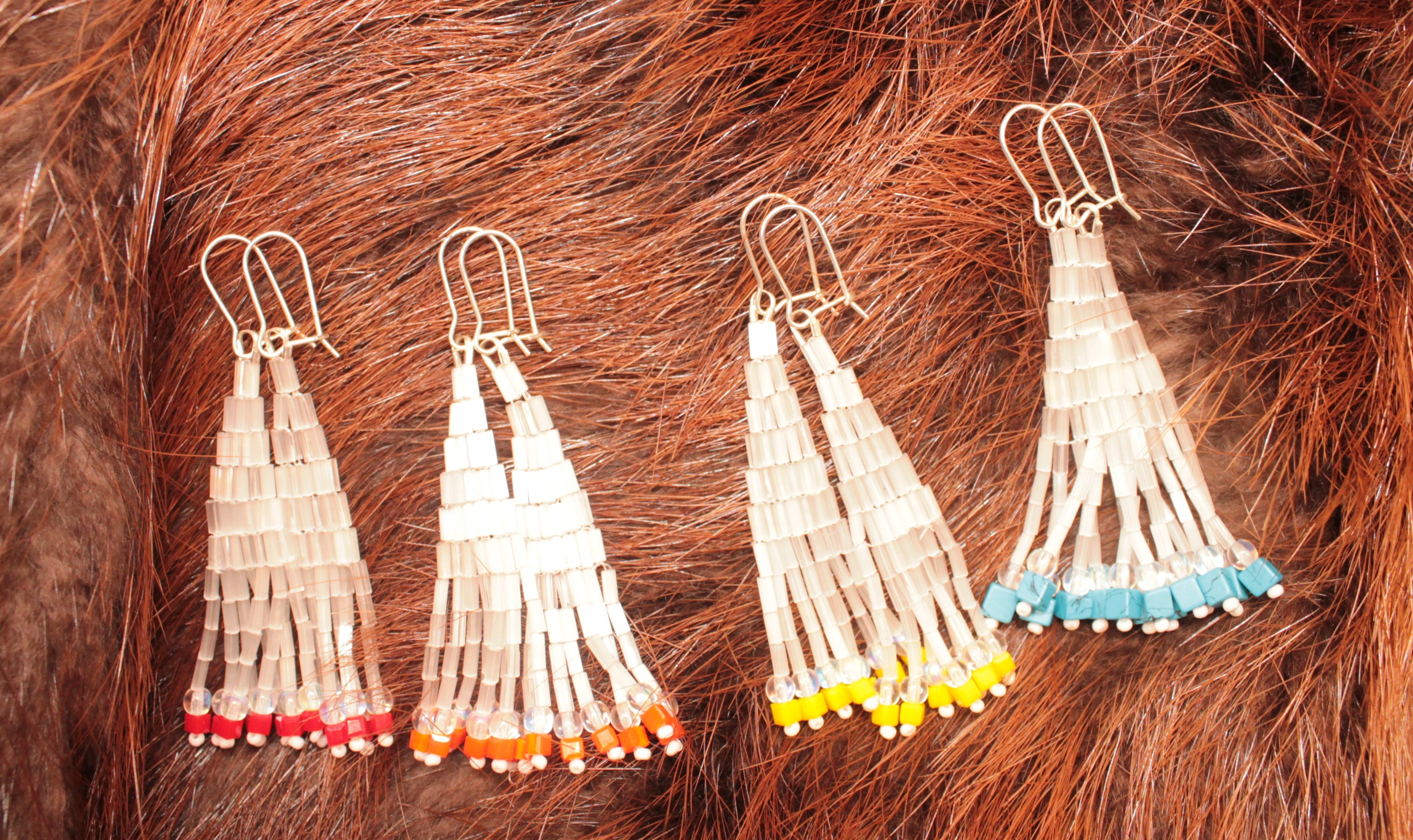 Frosted Fringe Earrings with Sterling Silver Shepherd Hooks