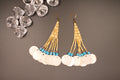 Gold Shimmer Fringe Earrings with Shell Bead