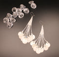 Frosted Fringe Earrings with Swarovski Beads and Shell Bead