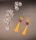 Orange Tassel Earrings with Swarovski Butterfly Charm