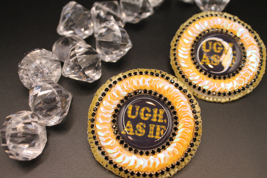 Yellow Sequin Stud Earrings
