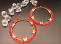 Gold Hoop with Red Beads and Butterflies