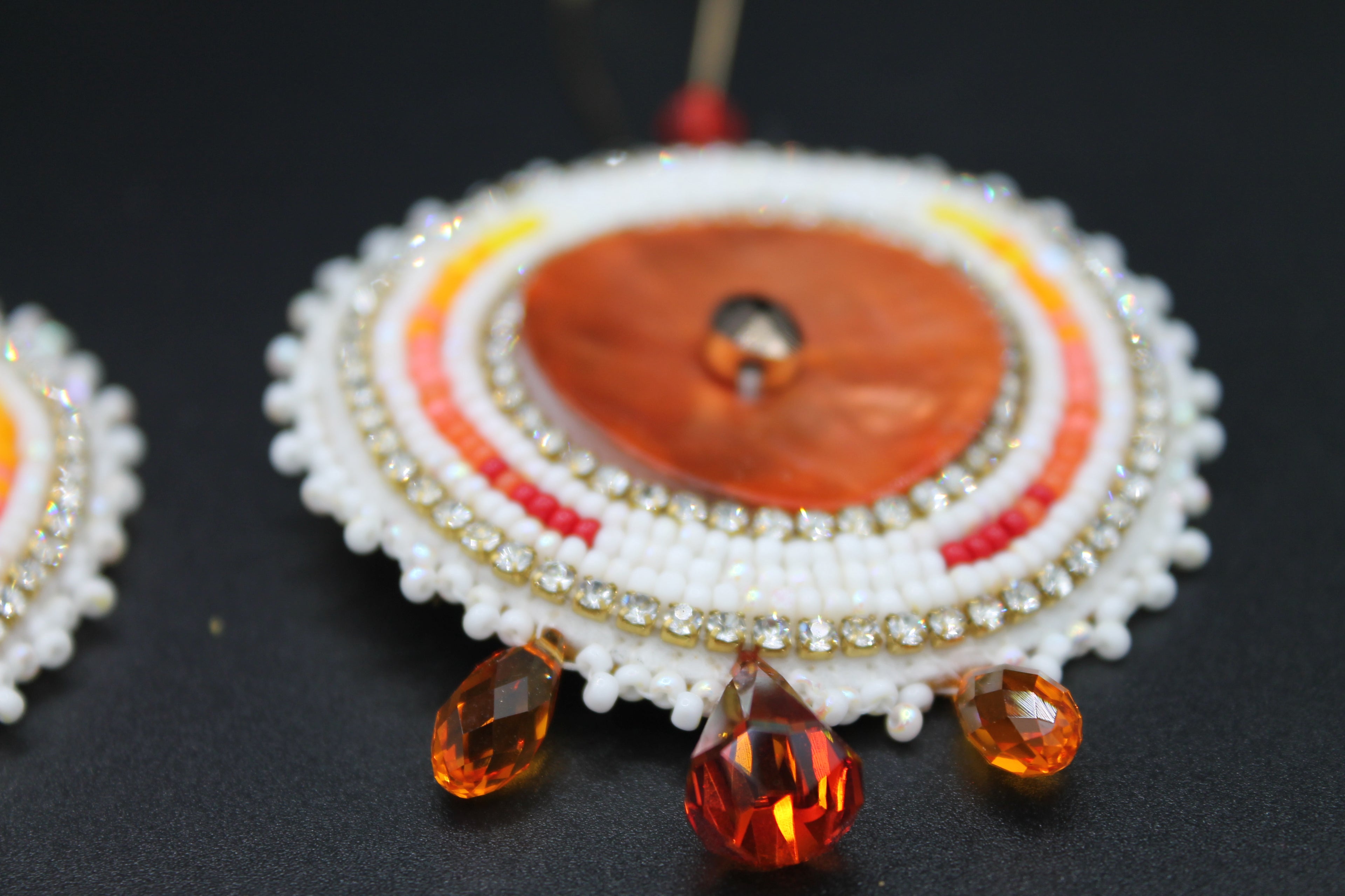 Orange Shell beaded earrings